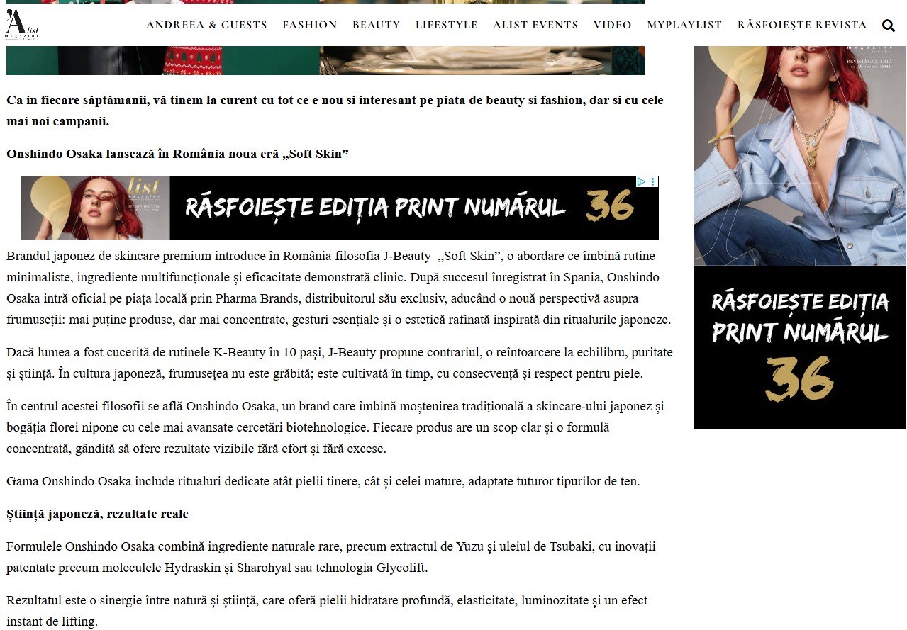 17.Apariție în revista A-List – Lansarea Soft Skin – Onshindo Osaka